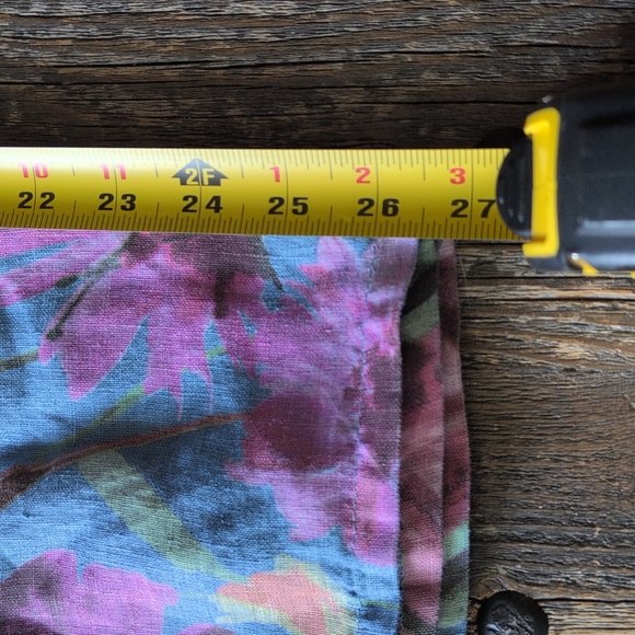 BOHO Me & Gee Linen Blue Floral Wide-Leg Pants with Pockets SZ M Made in Italy - Picture 15 of 16